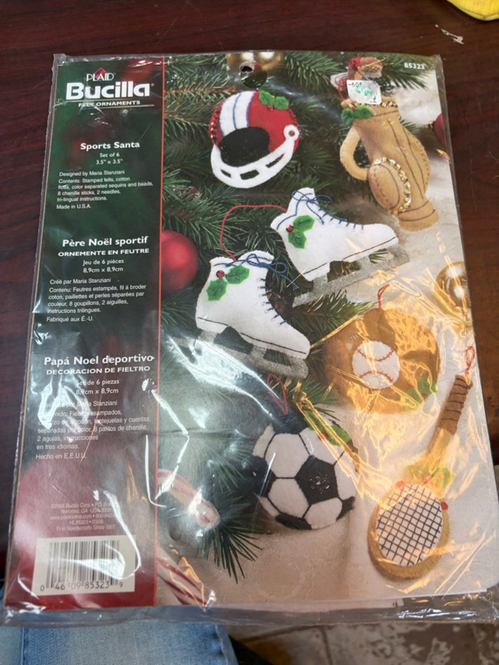 Bucilla Felt Sports Christmas Ornaments -  set of 6 Assorted Sports unopened - Picture 6 of 6